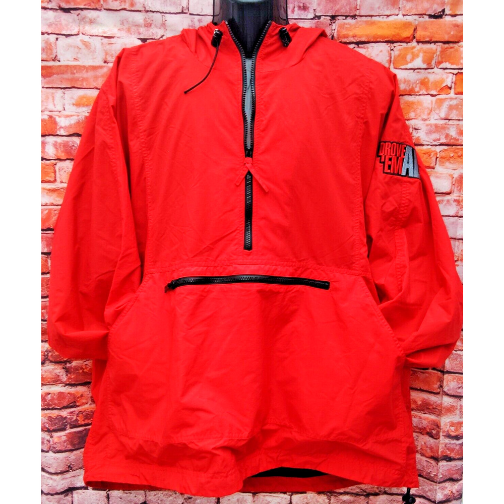 Vantage Anorak Jacket Red 1/2 Zip Red Windbreaker Men's XL Vintage